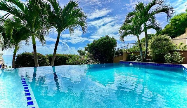 Big Views and Waves Breaking on Reefs From this Stunning Private Pool Villa in St John