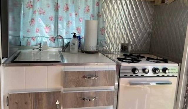 Charming Vintage Shasta Camper with Riverside Glamping Charm Near Pavilion Food Truck Scene in Mayhill, New Mexico in Mayhill