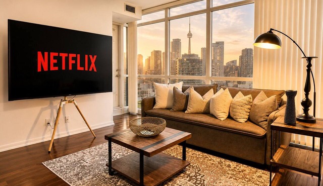 Premium 2BR+ Den Apartment with CN Tower & Lake Views| Parking | Sleep 8 in Toronto